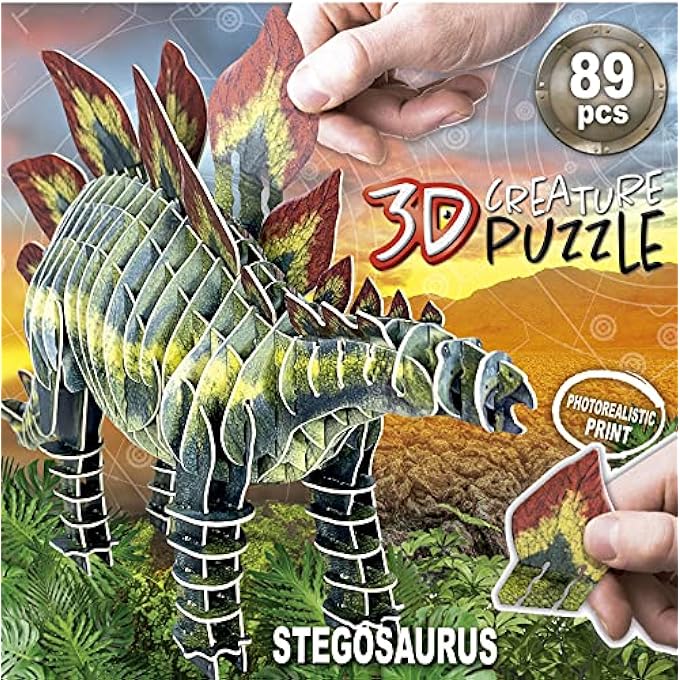 3D PUZZLE STEGOSAURUS CREATURE PUZZLE. ASSEMBLE YOUR OWN 3D PUZZLE DINOSAUR FROM 5 6 7 8 YEARS (19184) - Image 2